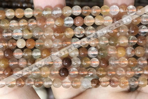 CRU943 15.5 inches 5mm round mixed rutilated quartz beads