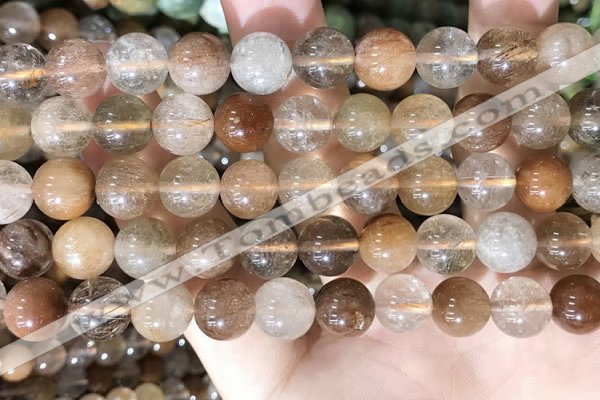 CRU946 15.5 inches 10mm round mixed rutilated quartz beads