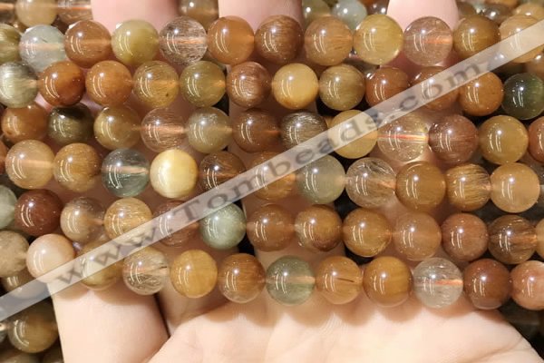 CRU948 15.5 inches 8mm round mixed rutilated quartz beads
