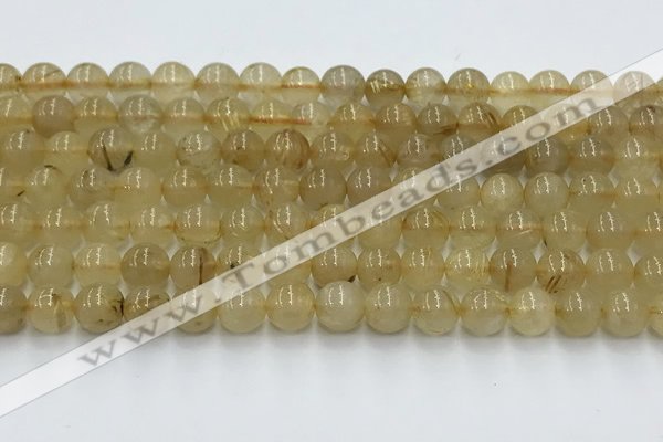 CRU951 15.5 inches 7mm round golden rutilated quartz beads