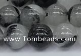 CRU955 15.5 inches 8mm round black rutilated quartz beads