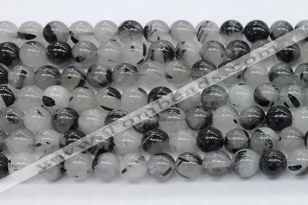 CRU956 15.5 inches 10mm round black rutilated quartz beads