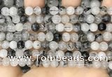 CRU961 15.5 inches 6mm round black rutilated quartz beads