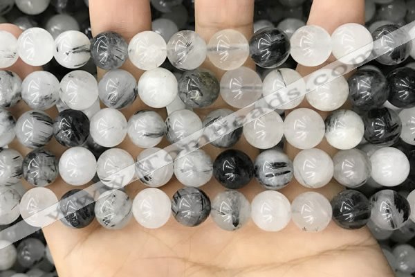 CRU963 15.5 inches 10mm round black rutilated quartz beads