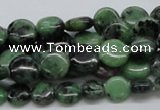 CRZ10 15.5 inches 10mm flat round ruby zoisite gemstone beads