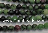 CRZ105 15.5 inches 6mm faceted round ruby zoisite gemstone beads