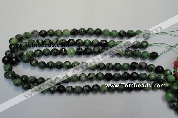 CRZ107 15.5 inches 10mm faceted round ruby zoisite gemstone beads