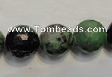 CRZ110 15.5 inches 16mm faceted round ruby zoisite gemstone beads