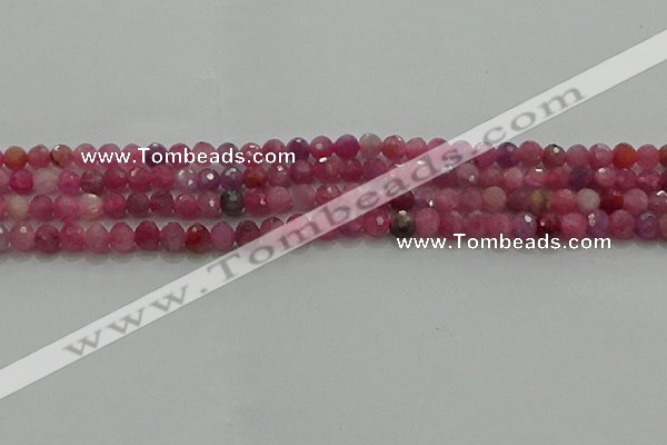 CRZ1120 15.5 inches 4mm faceted round natural ruby gemstone beads