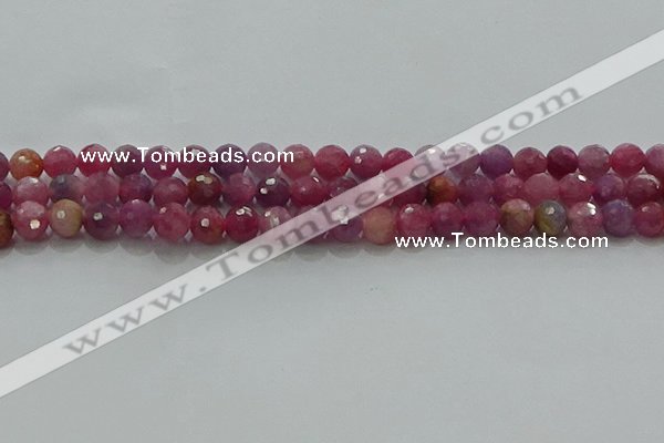 CRZ1122 15.5 inches 6mm faceted round natural ruby gemstone beads