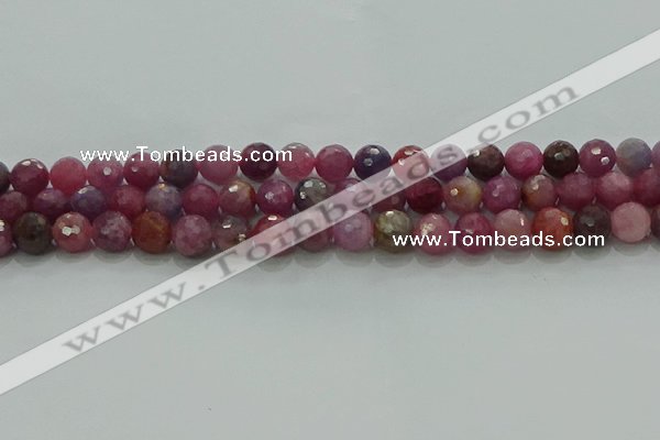 CRZ1123 15.5 inches 7mm faceted round natural ruby gemstone beads