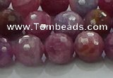 CRZ1125 15.5 inches 9mm faceted round natural ruby gemstone beads