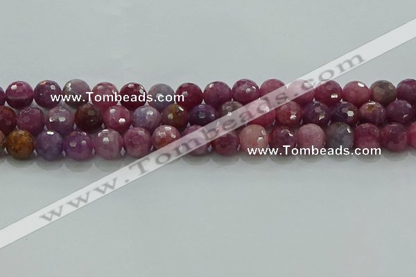 CRZ1125 15.5 inches 9mm faceted round natural ruby gemstone beads