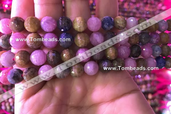 CRZ1132 15.5 inches 8mm faceted round ruby sapphire beads