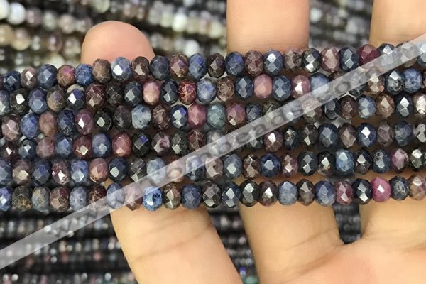 CRZ1136 15.5 inches 4*5mm faceted rondelle ruby & sapphire beads