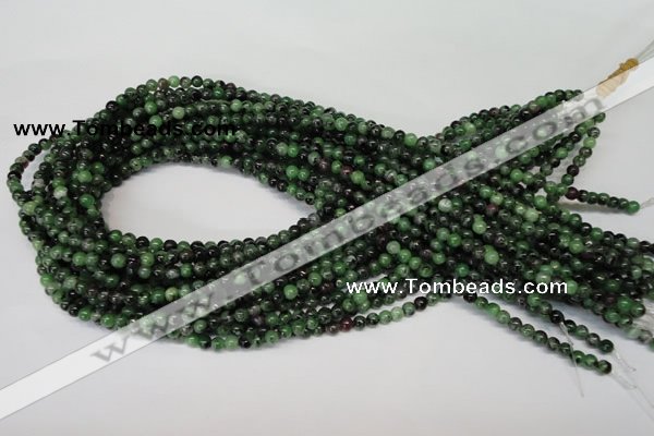 CRZ20 15.5 inches 4mm round ruby zoisite gemstone beads