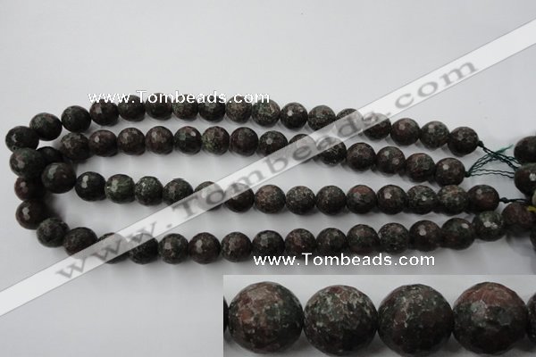 CRZ204 15.5 inches 12mm faceted round ruby zoisite gemstone beads