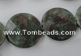 CRZ218 15.5 inches 25mm faceted coin ruby zoisite gemstone beads