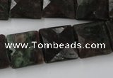 CRZ235 15.5 inches 15*15mm faceted square ruby zoisite gemstone beads