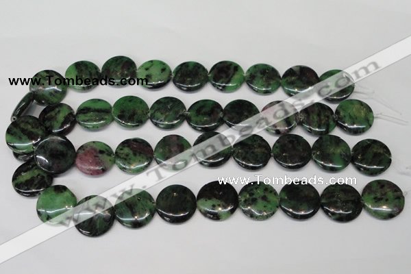 CRZ28 15.5 inches 20mm flat round ruby zoisite gemstone beads