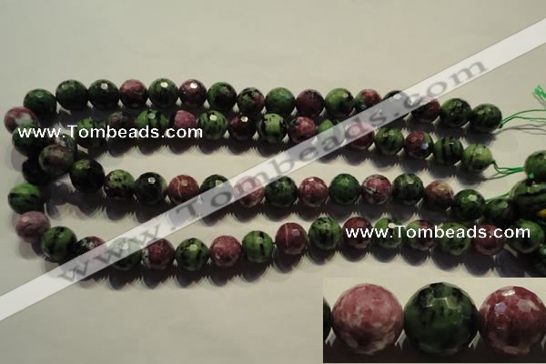 CRZ357 15.5 inches 13mm faceted round natural ruby zoisite beads