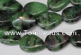 CRZ40 15.5 inches 13*18mm flat teardrop ruby zoisite gemstone beads