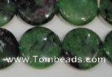 CRZ474 15.5 inches 20mm flat round ruby zoisite gemstone beads