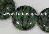 CRZ476 15.5 inches 26mm flat round ruby zoisite gemstone beads