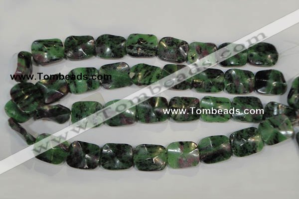 CRZ495 15.5 inches 18*22mm wavy rectangle ruby zoisite gemstone beads