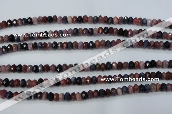 CRZ522 15.5 inches 4*6mm faceted rondelle natural ruby sapphire beads