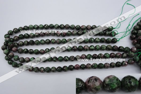 CRZ551 15.5 inches 9mm faceted round Chinese ruby zoisite beads