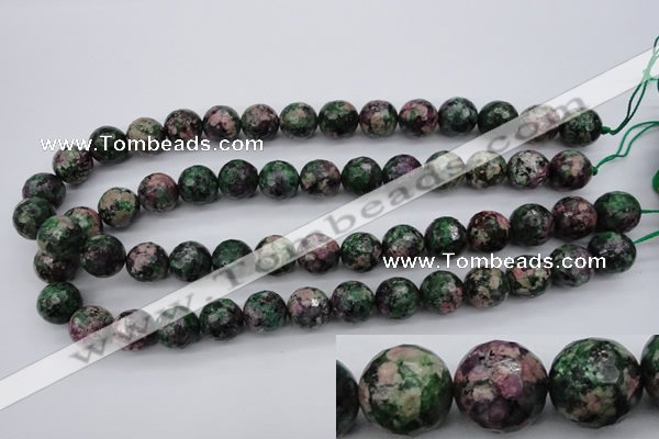 CRZ552 15.5 inches 13mm faceted round Chinese ruby zoisite beads