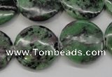 CRZ57 15.5 inches 22mm flat round ruby zoisite gemstone beads