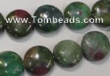 CRZ623 15.5 inches 14mm flat round New ruby zoisite gemstone beads