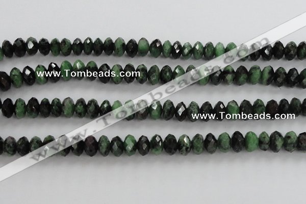 CRZ703 15 inches 6*10mm faceted rondelle ruby zoisite gemstone beads