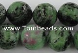 CRZ734 15.5 inches 14mm faceted round ruby zoisite gemstone beads