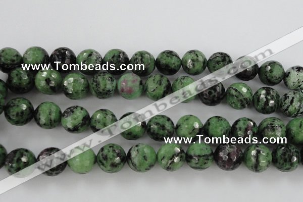 CRZ734 15.5 inches 14mm faceted round ruby zoisite gemstone beads