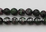 CRZ740 15.5 inches 9mm faceted round ruby zoisite gemstone beads