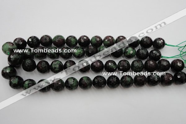 CRZ743 15.5 inches 15mm faceted round ruby zoisite gemstone beads