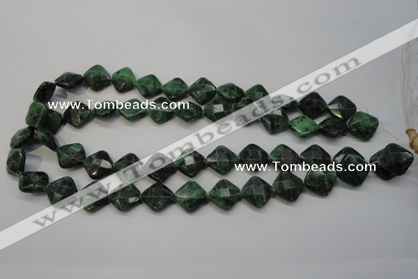 CRZ75 15.5 inches 14*14mm faceted diamond ruby zoisite gemstone beads