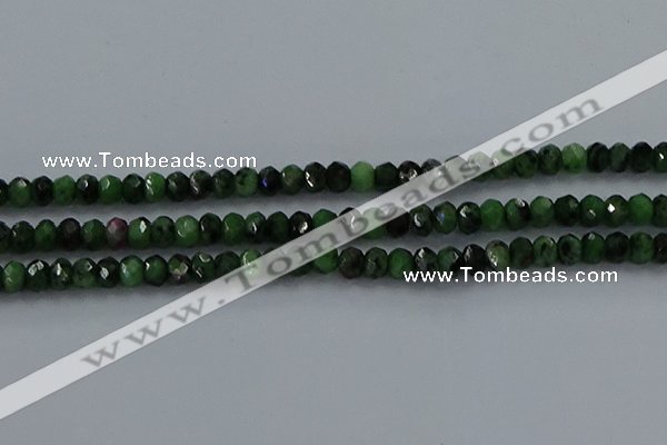 CRZ753 15.5 inches 4*6mm faceted rondelle ruby zoisite beads