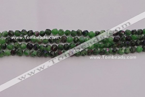 CRZ761 15.5 inches 6mm faceted nuggets ruby zoisite gemstone beads