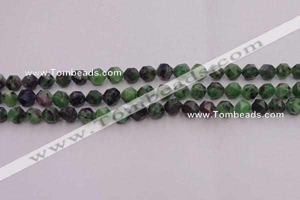 CRZ762 15.5 inches 8mm faceted nuggets ruby zoisite gemstone beads