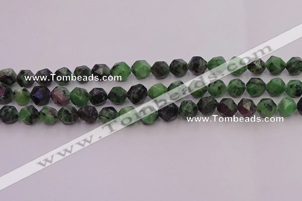 CRZ763 15.5 inches 10mm faceted nuggets ruby zoisite gemstone beads