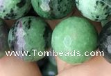 CRZ778 15.5 inches 14mm faceted round ruby zoisite beads