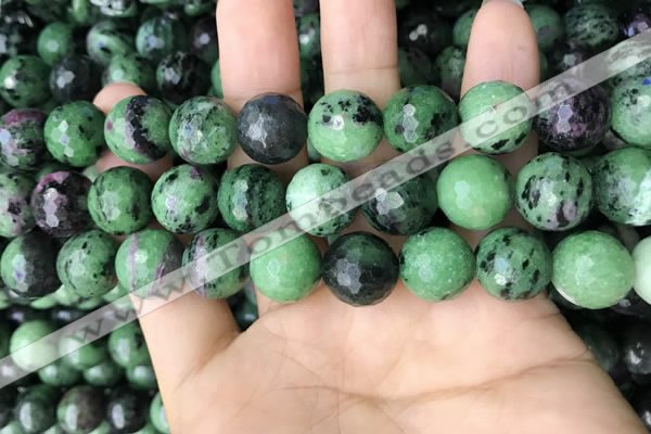 CRZ778 15.5 inches 14mm faceted round ruby zoisite beads
