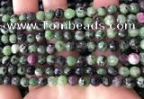 CRZ781 15.5 inches 6mm faceted round ruby zoisite beads wholesale