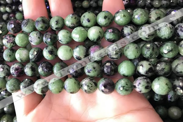 CRZ782 15.5 inches 8mm faceted round ruby zoisite beads wholesale