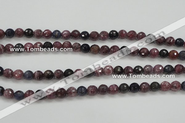 CRZ806 15.5 inches 8mm faceted round natural ruby sapphire beads