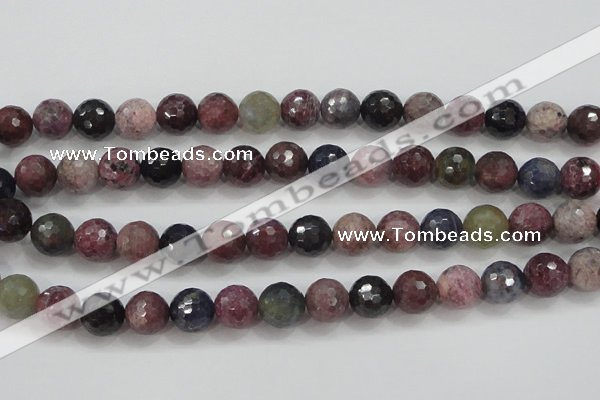 CRZ808 15.5 inches 12mm faceted round natural ruby sapphire beads